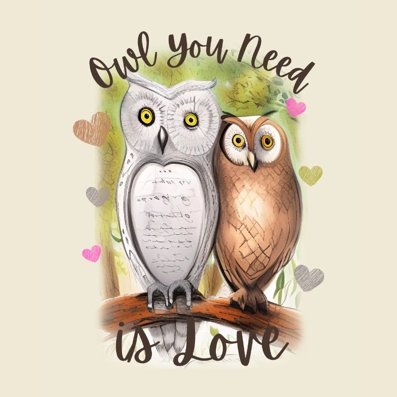 Eule, die Sie brauchen, ist Liebe romantisches Paar
