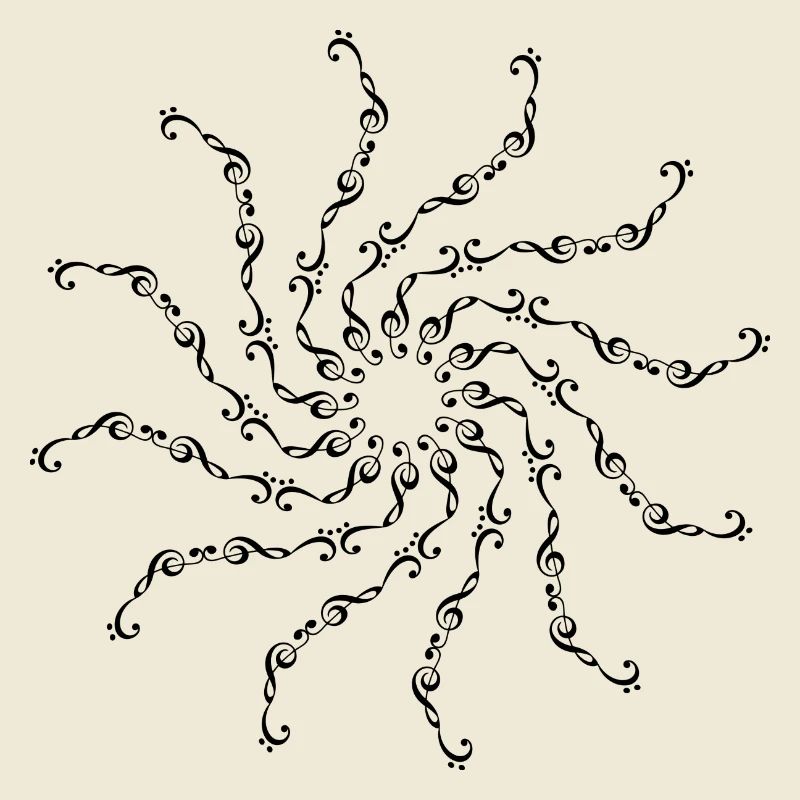 Notes, Mandala, sheet music, clef, band, choir