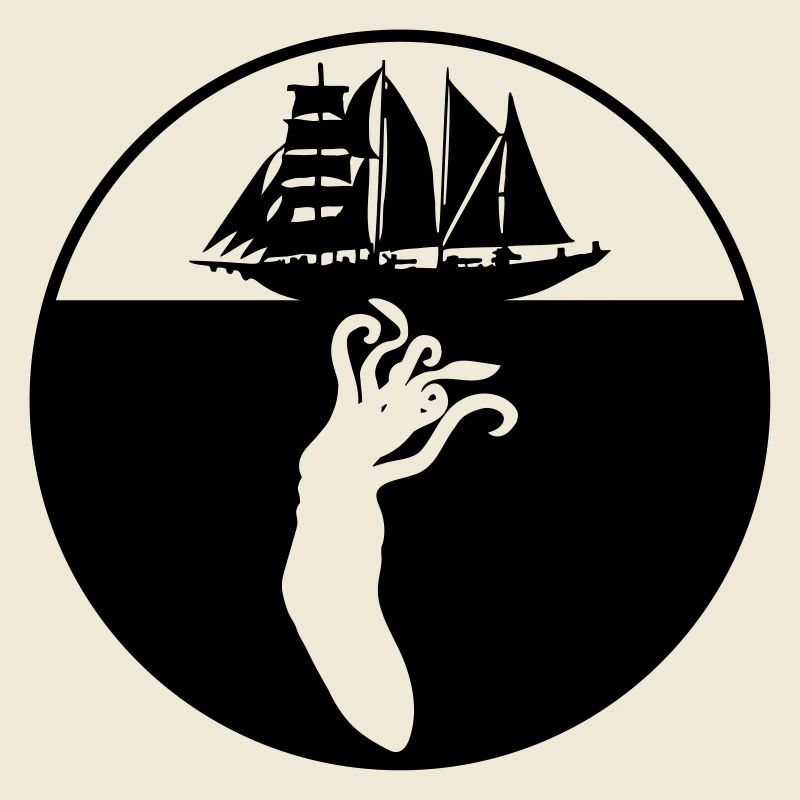 Logo giant octopus sailing ship