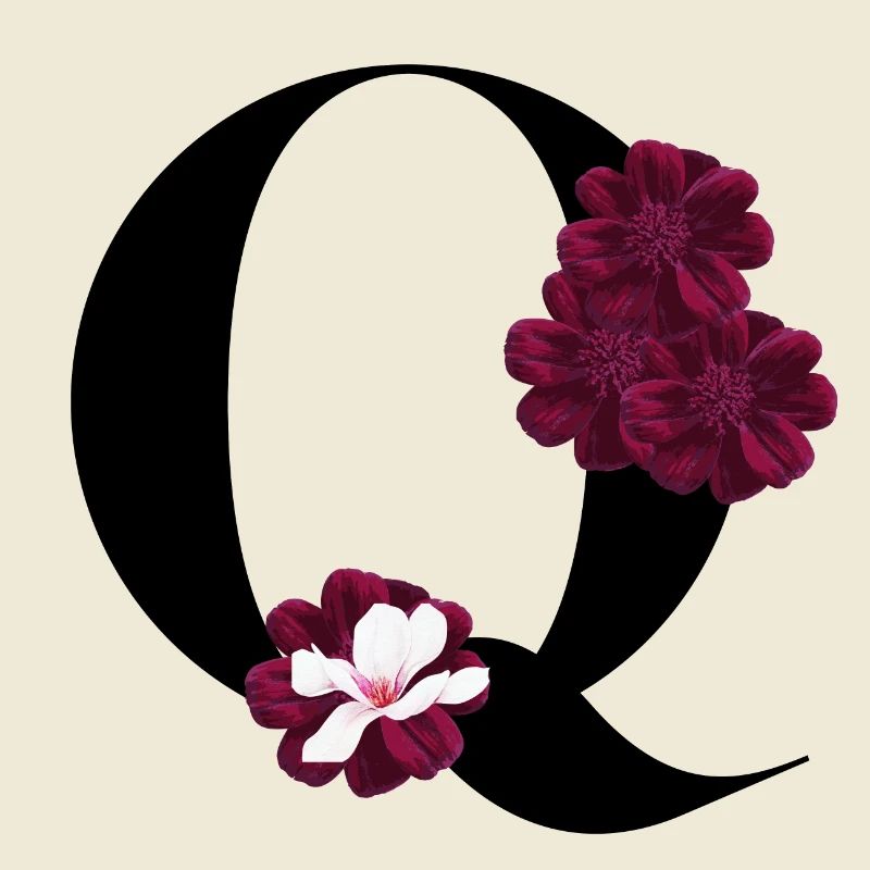Buchstabe Q blühende