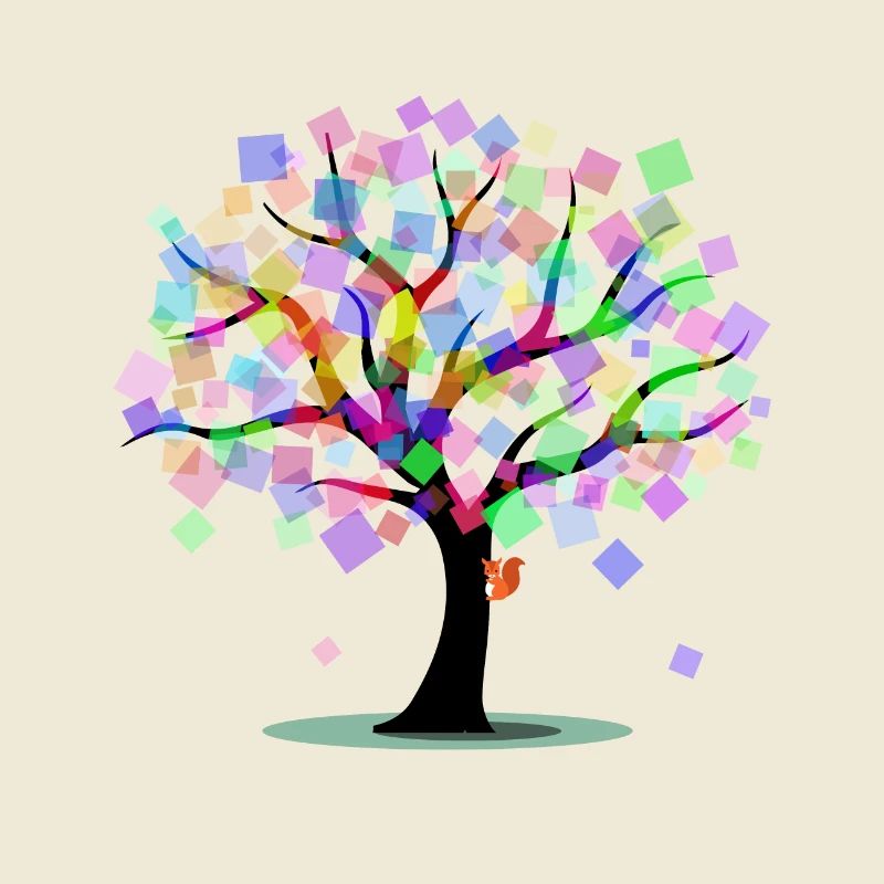 Artful tree in rainbow colors
