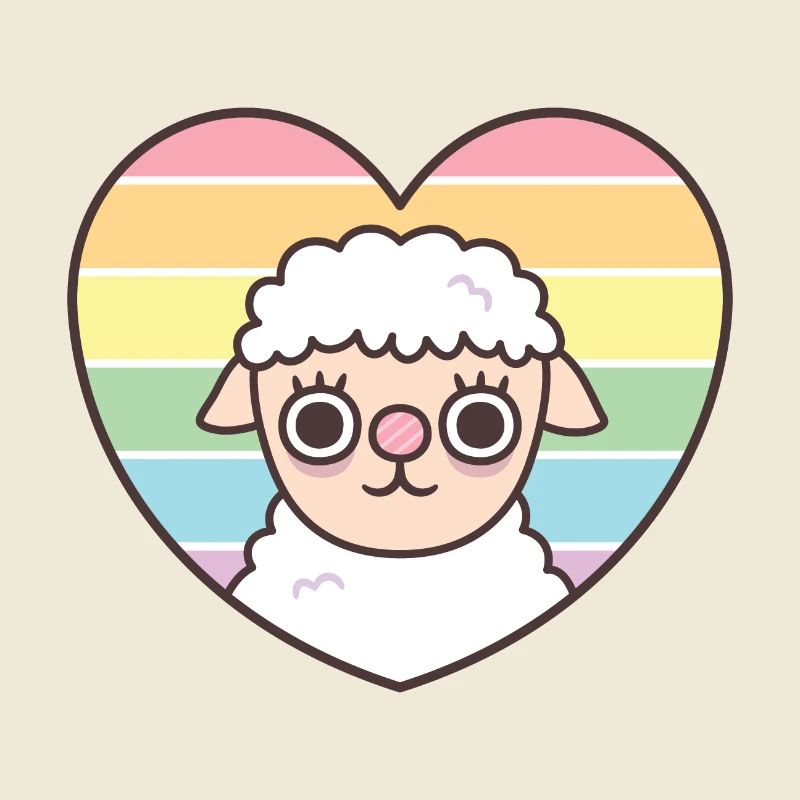 Cute Sheep Rainbow Heart Subtle Pride