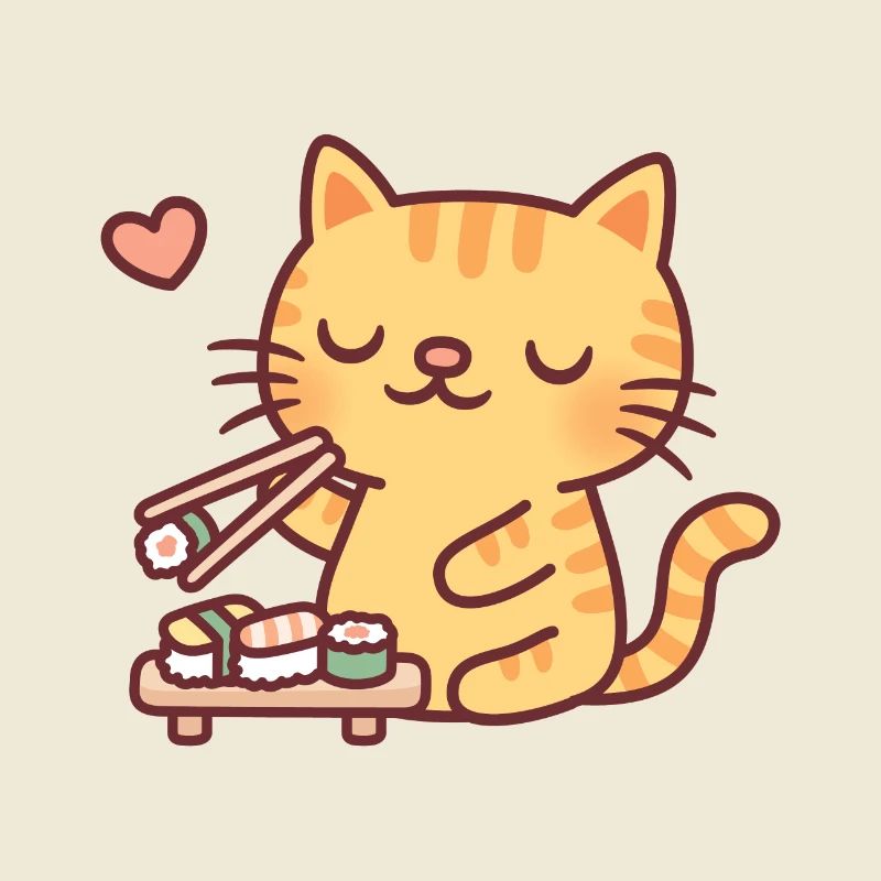 Mignon chat tabby aime les sushis