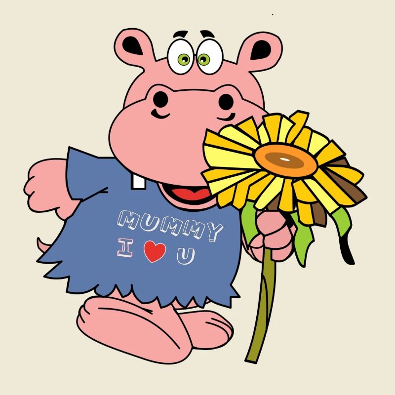 hippo nilpferd blume muttertag mutti geschenk kids