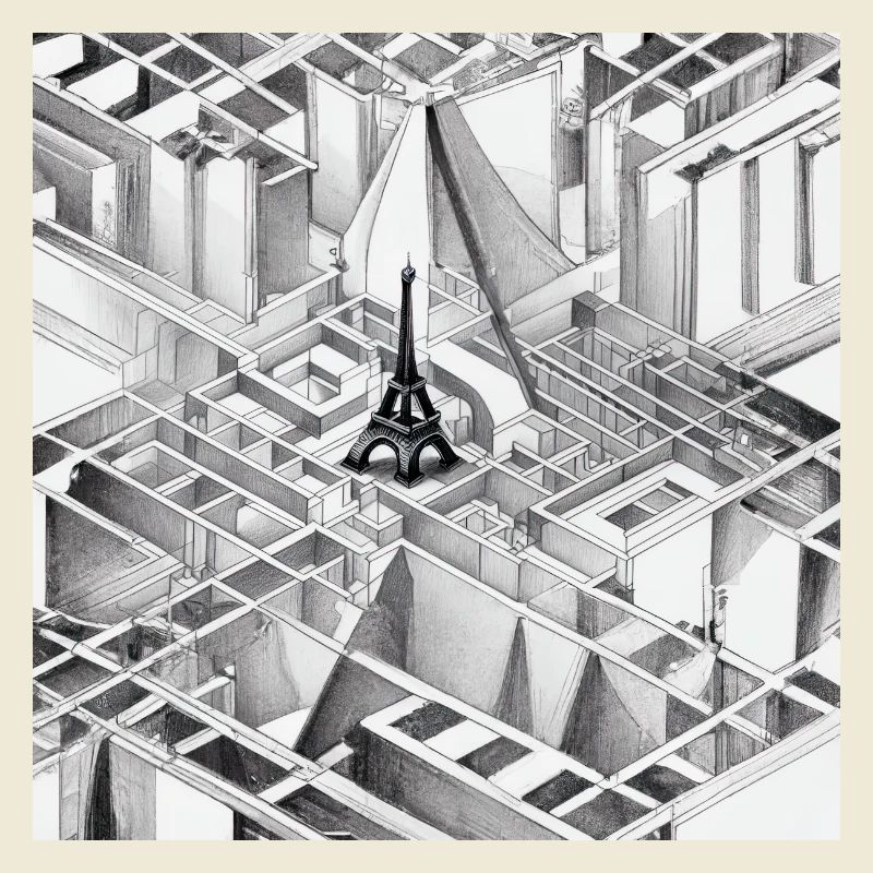 MC Escher Zeichnung des Eiffelturms