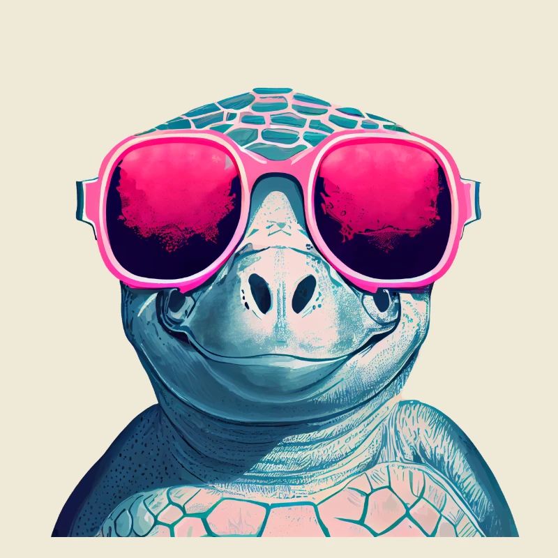 Schildkröte mit Rosa Brille, Happy Turtle