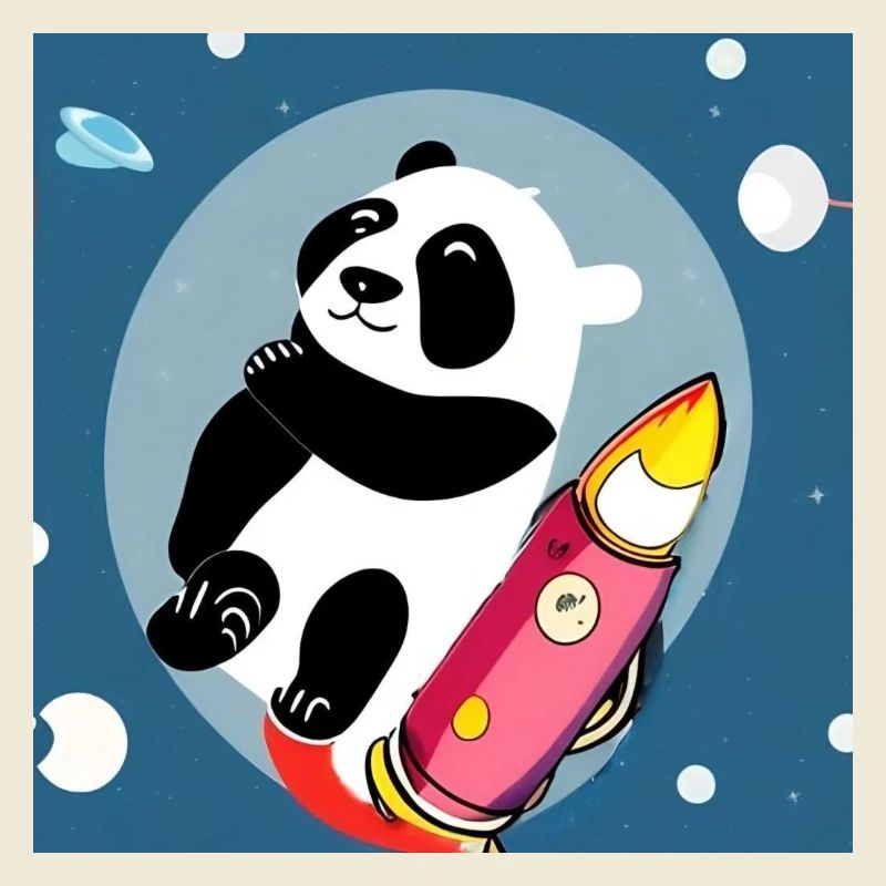 Panda space with rocket