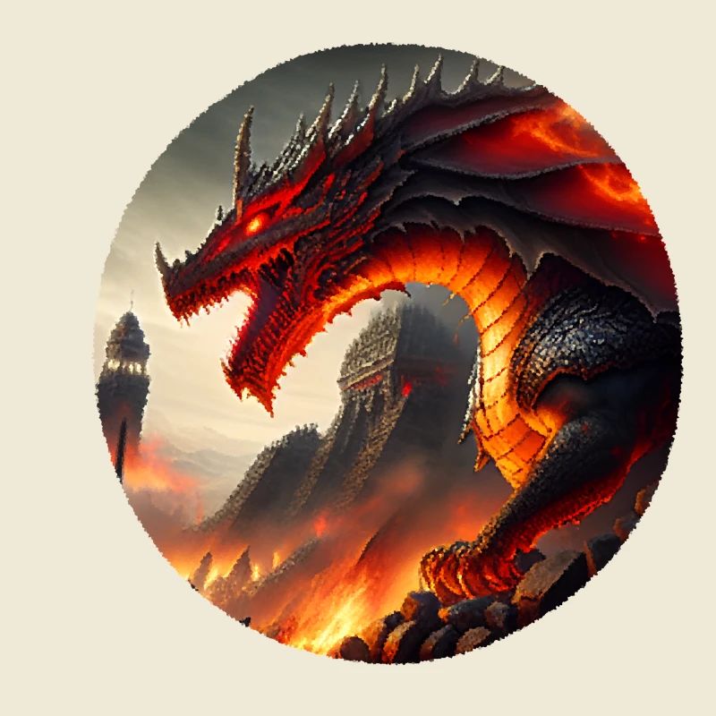 Red dragon on fire