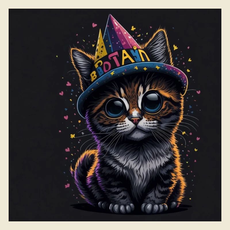 Katze mit Geburtstagshut