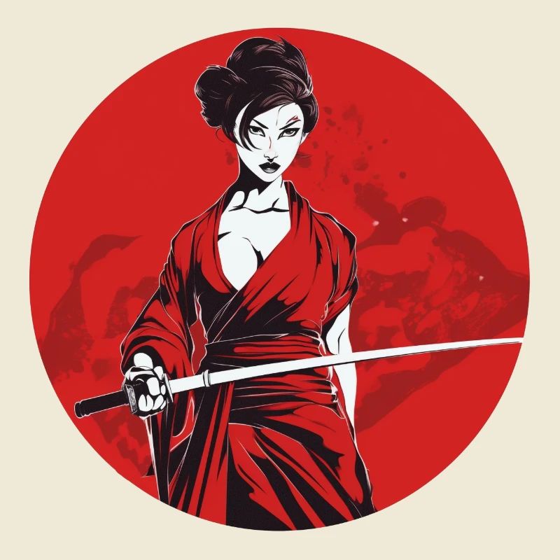 Samurai Lady in rot
