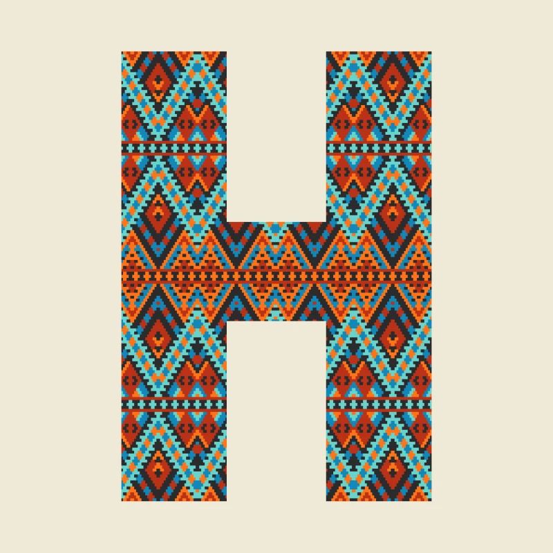Buchstabe H - Boho-Design, buntes Monogramm