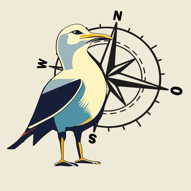 Seagull with compass