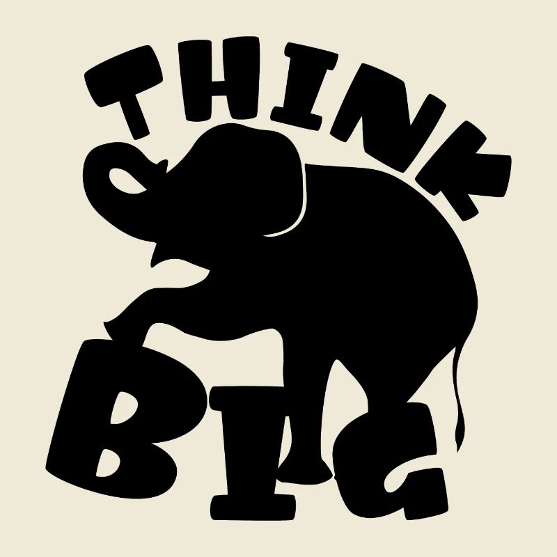 Think Big Elephant Idee schwarz Silhouette