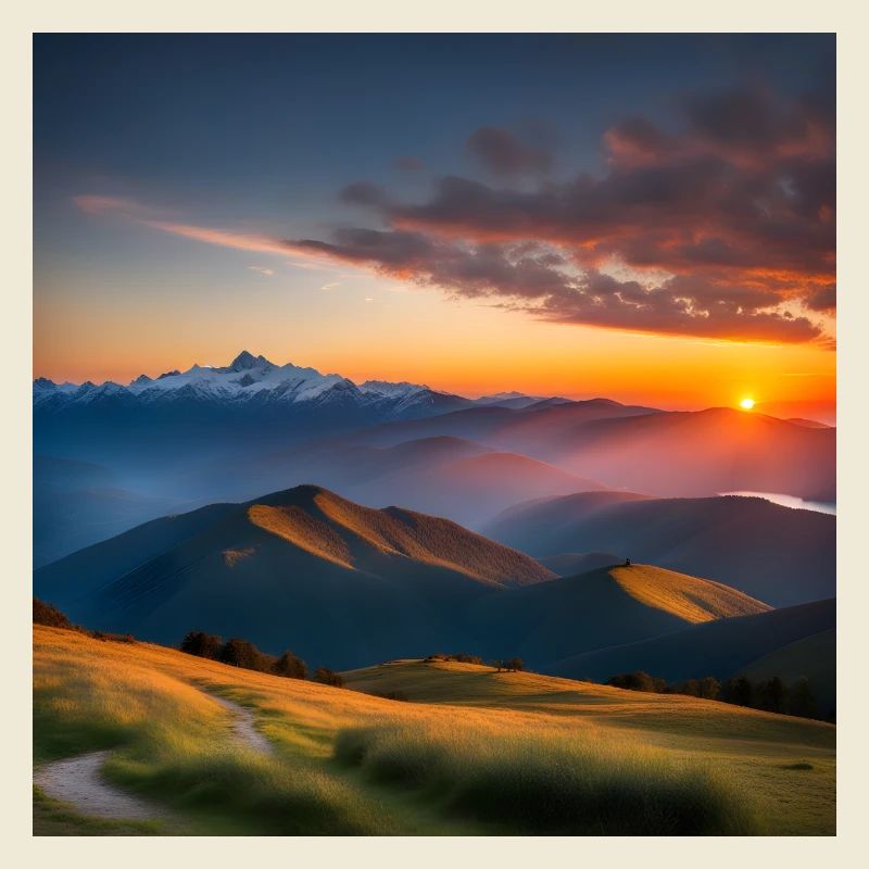 beautiful mountains with sunset 3