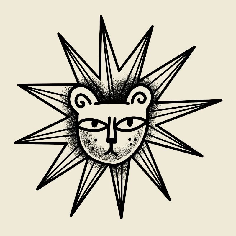 Witchcore tattoo style Star Lion