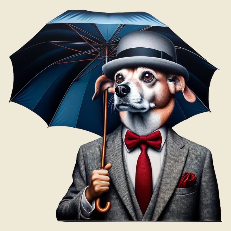 Hund mit Regenschirm