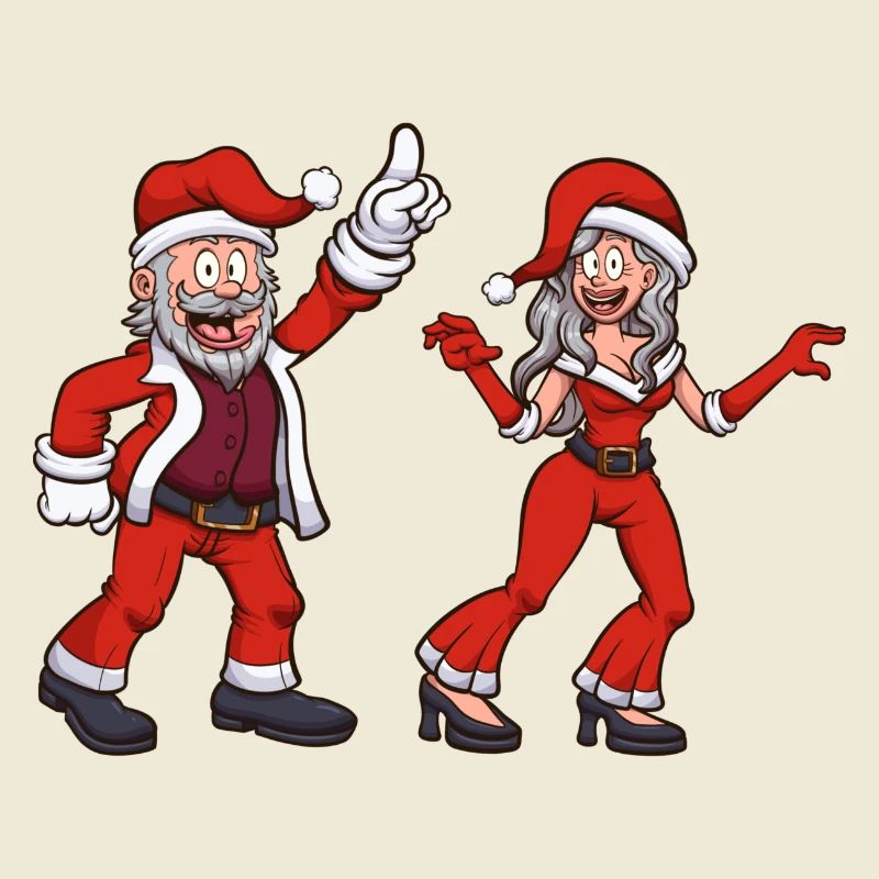 Père Noël dansant et mère Noël