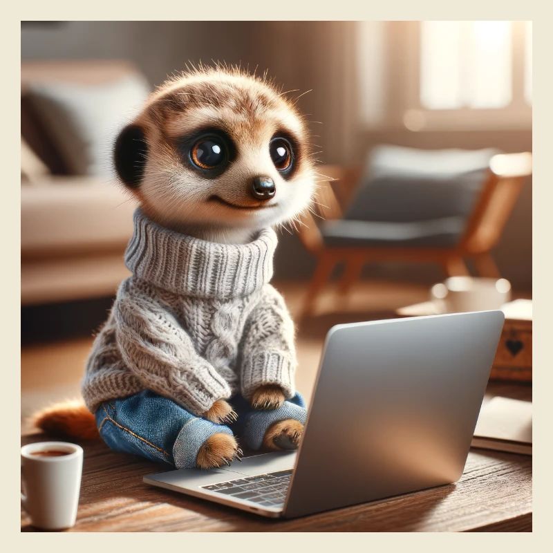 Laptop mit Erdmännchen