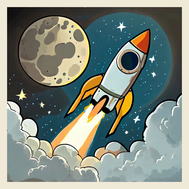 Emmenez-moi sur la lune Démarrage d’une fusée spatiale vintage
