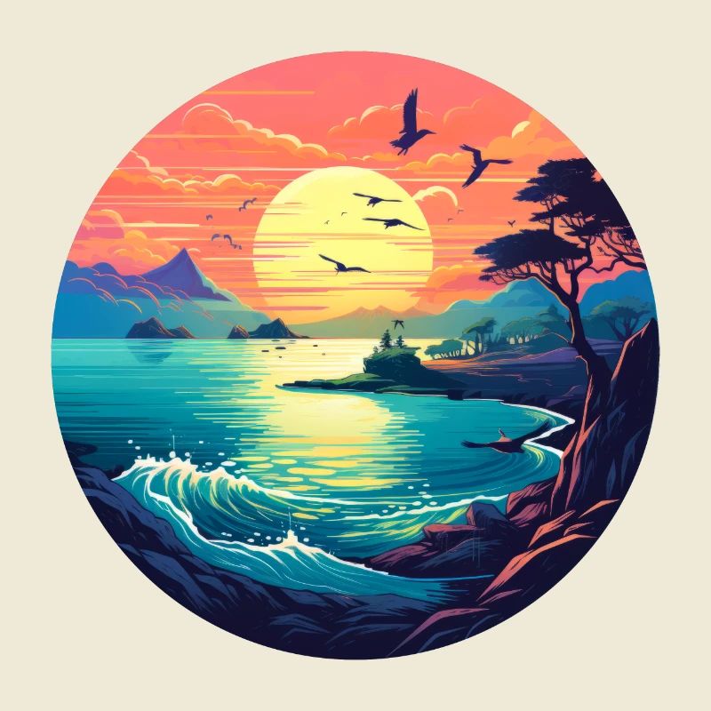 Plage au coucher du soleil