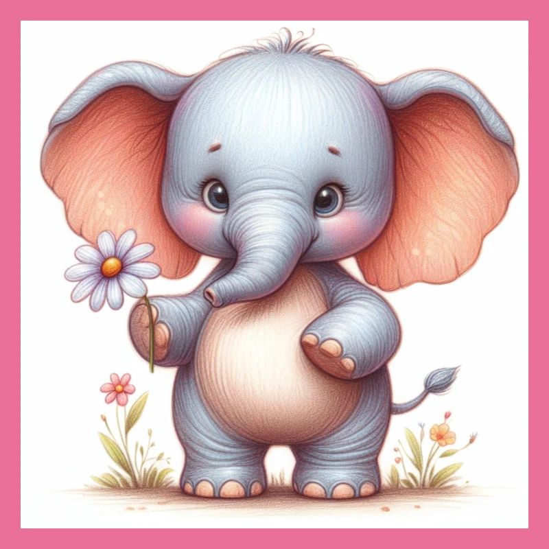 Bébé éléphant avec une fleur