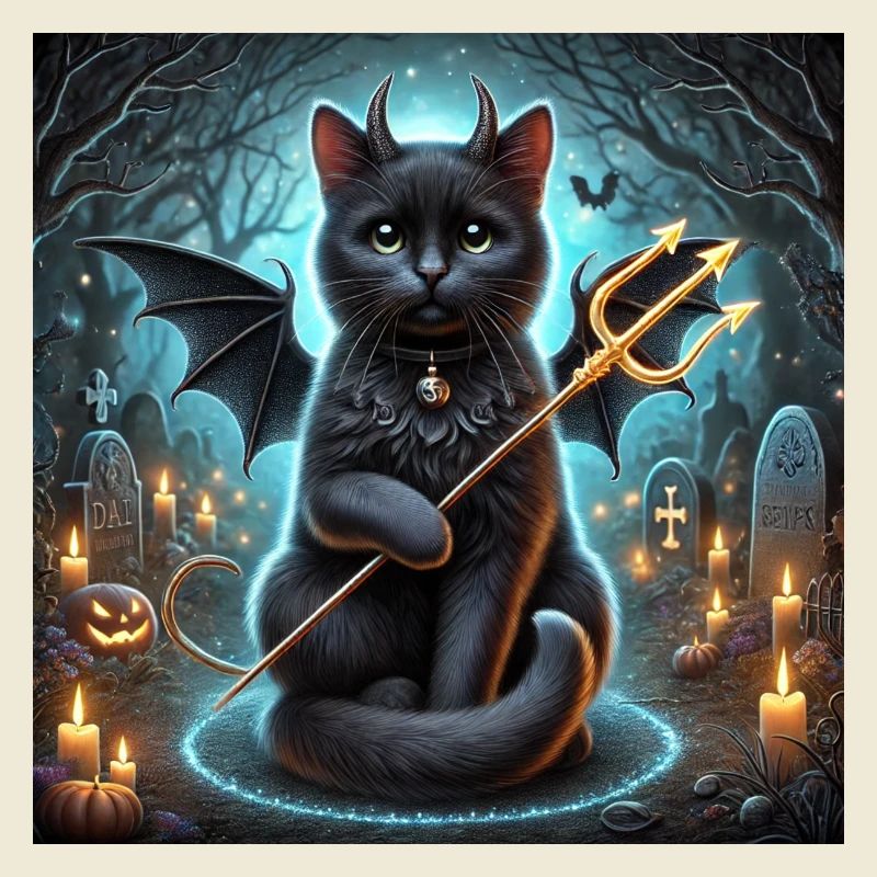 Evil Winged Black Cat halloween