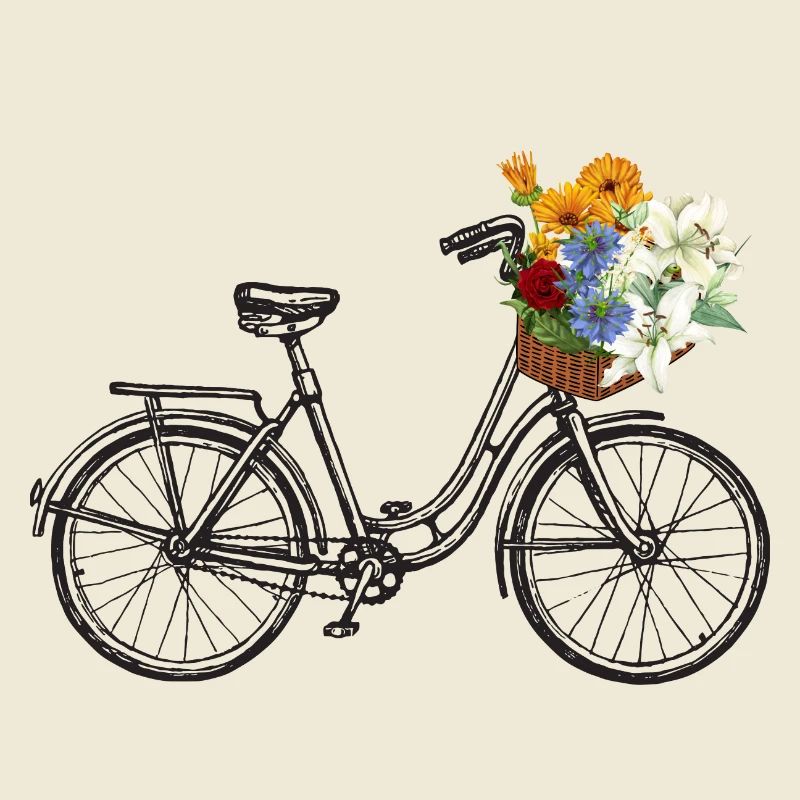 Vélo vintage avec panier de fleurs