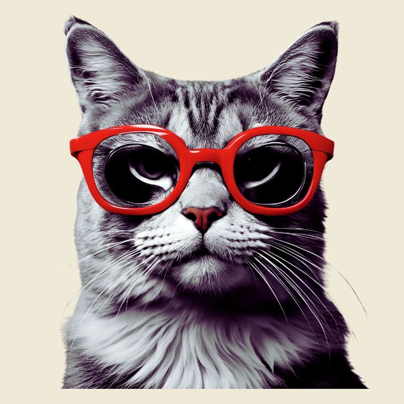 Katze mit roter Brille