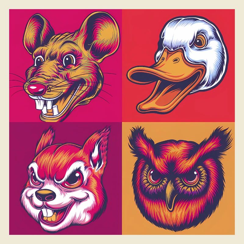 Smile Tiere maus ente eule squirrel Halloween