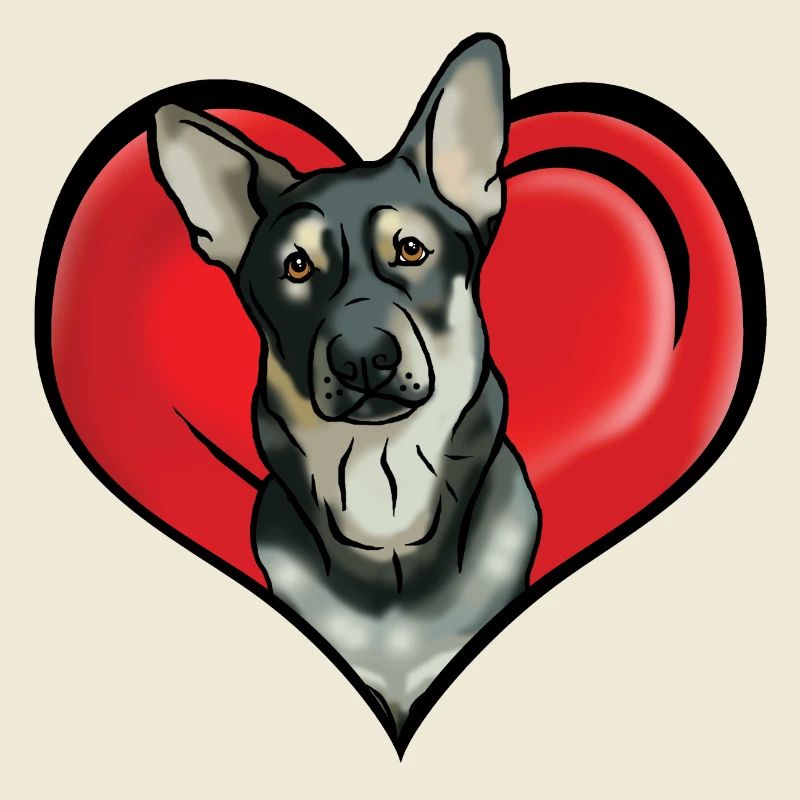 Comic Deutscher Schäferhund im Herz