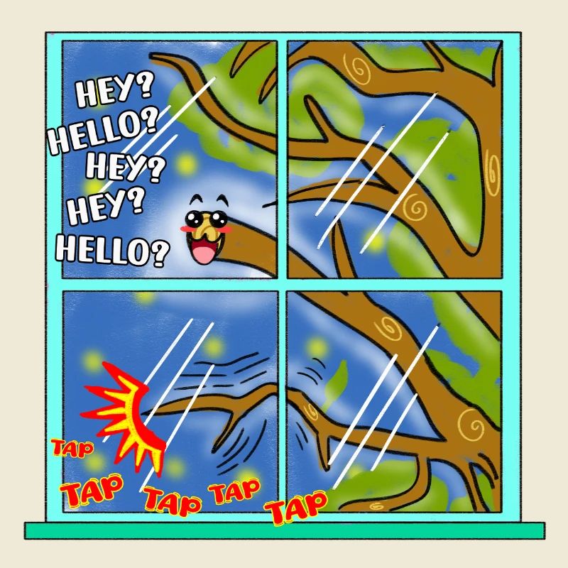 Drôle Kawaii Mignon Branche d’arbre Tapping Art classique