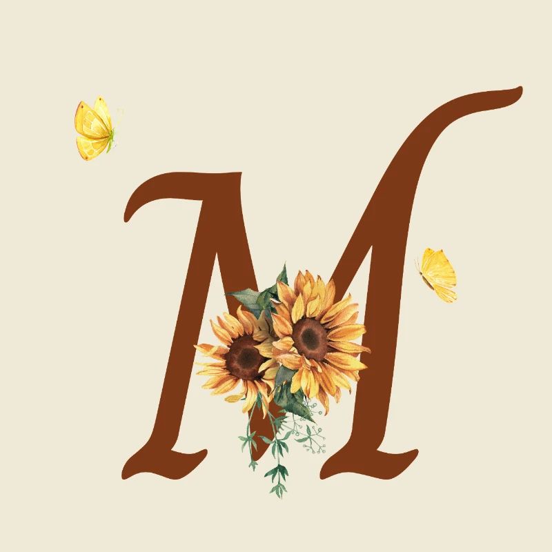 Buchstabe m Sonnenblume Schmetterling