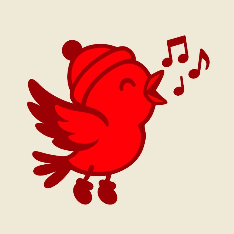 Oiseau chantant avec chapeau - Design mignon