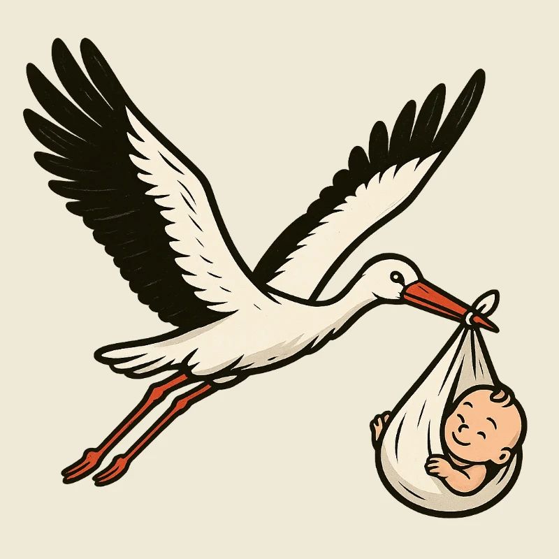Cigogne blanche avec bébé
