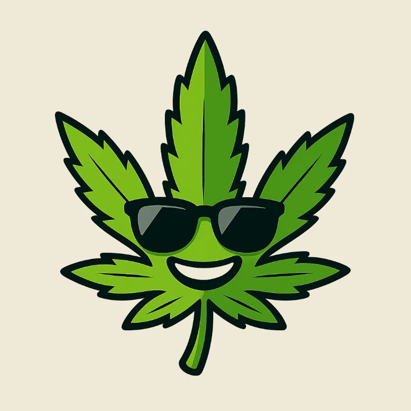 Feuille de chanvre heureuse avec lunettes de soleil