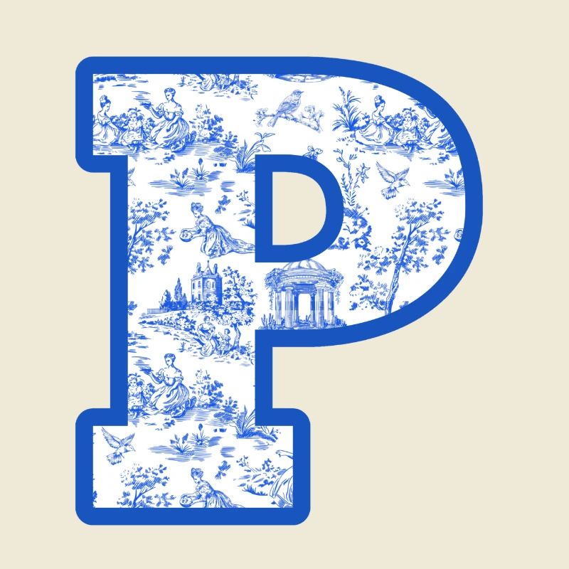 Buchstabe p blaue Chinoiserie