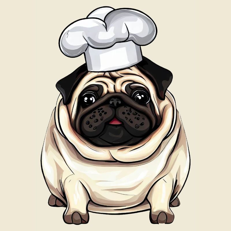 Carlin de cuisine, conception créative de chien