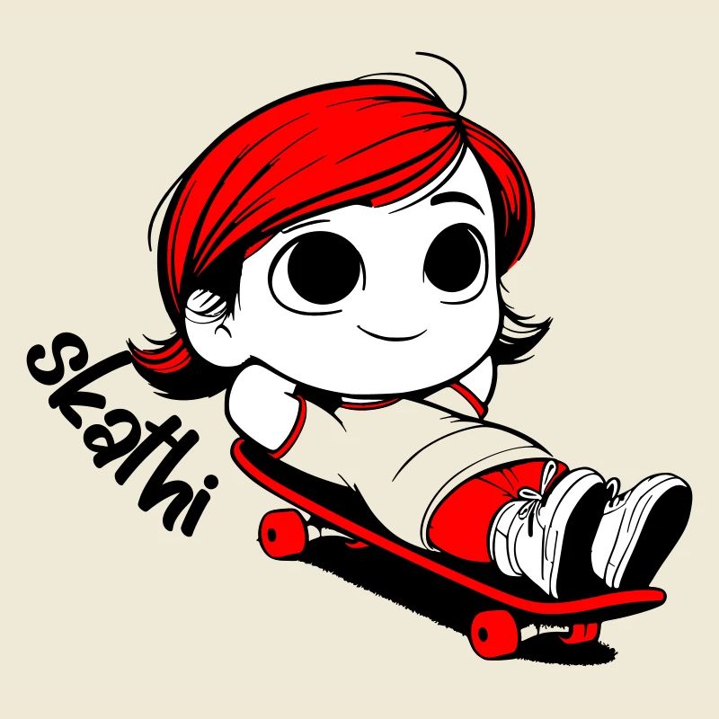 Kathi relaxed auf einem Skateboard.