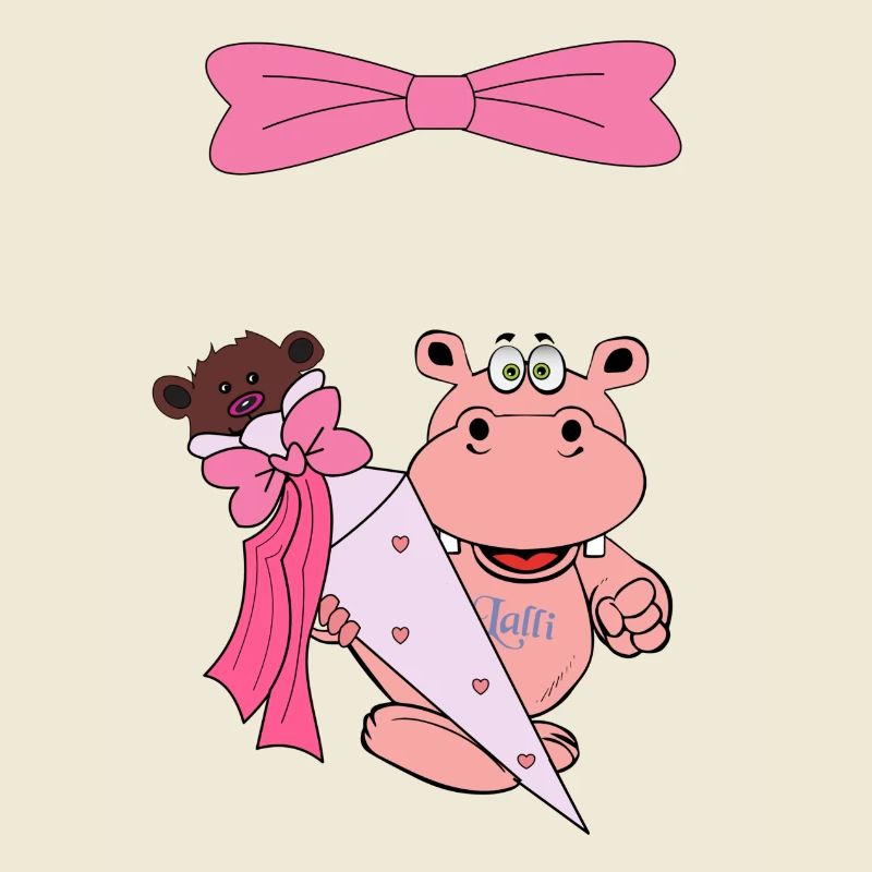 einschulung kind nilpferd hippo schule schulkind