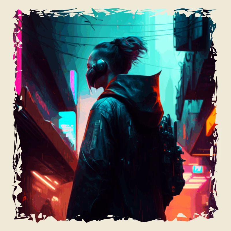 Sci-Fi Warrior in the Dark Cyber Future