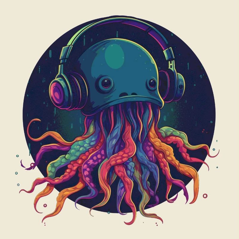 Techno Jellyfish - Méduse cool avec écouteurs