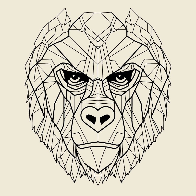 Geometric Gorilla Portrait: Angular Artistry