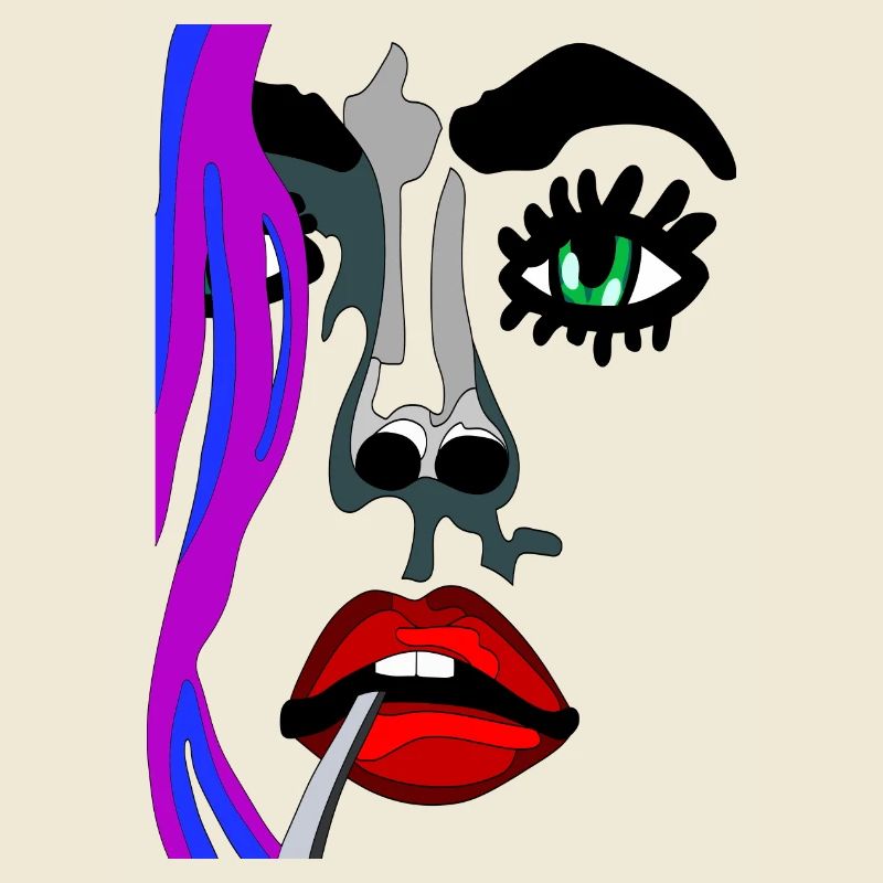 Eye open with red lips - fhscribble face