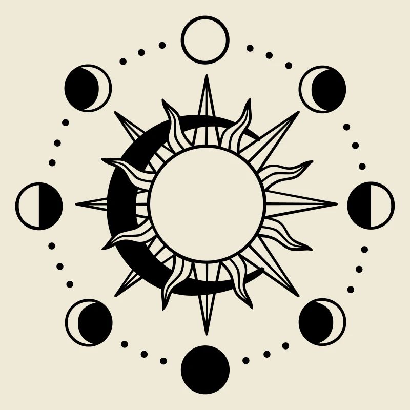 Mondphasen Symbol mit Sonne