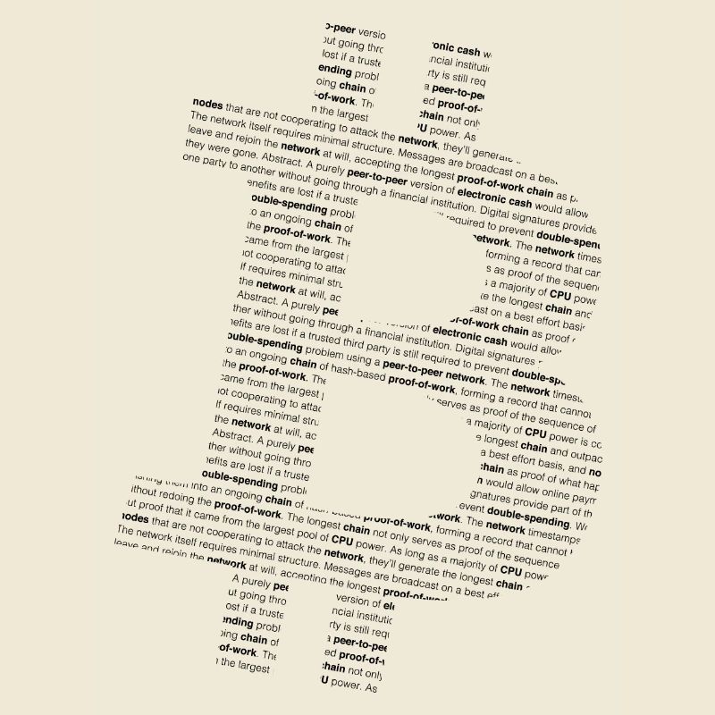 Bitcoin-Logo mit Whitepaper-Text