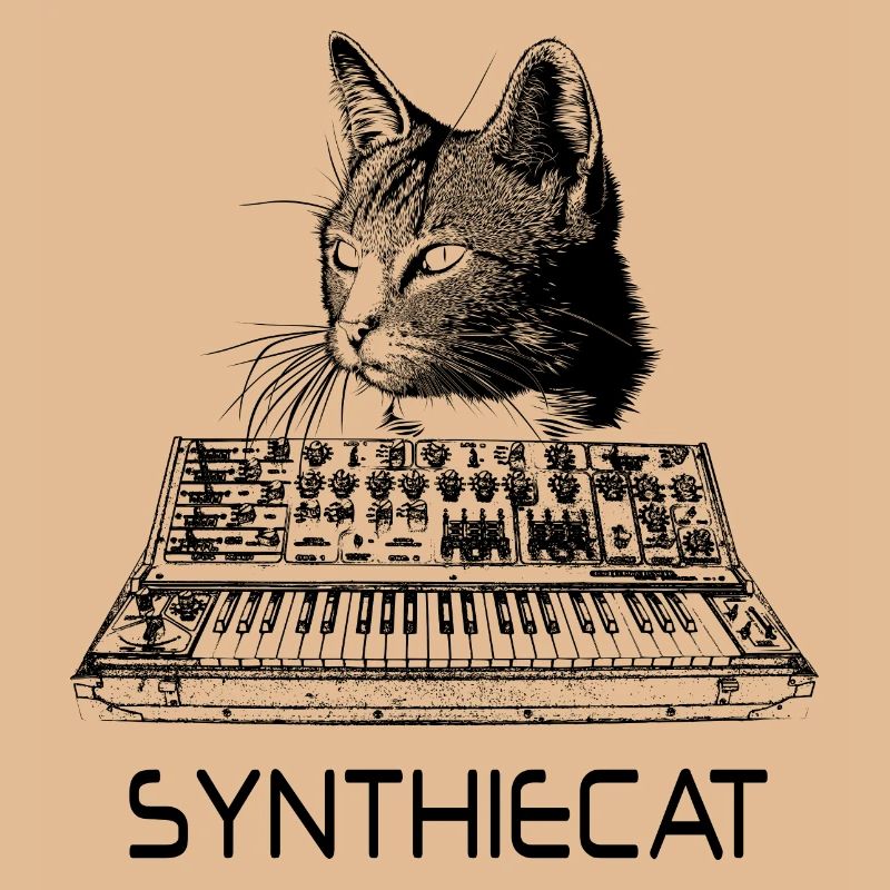 Synthiecat Katze mit Synthesizer