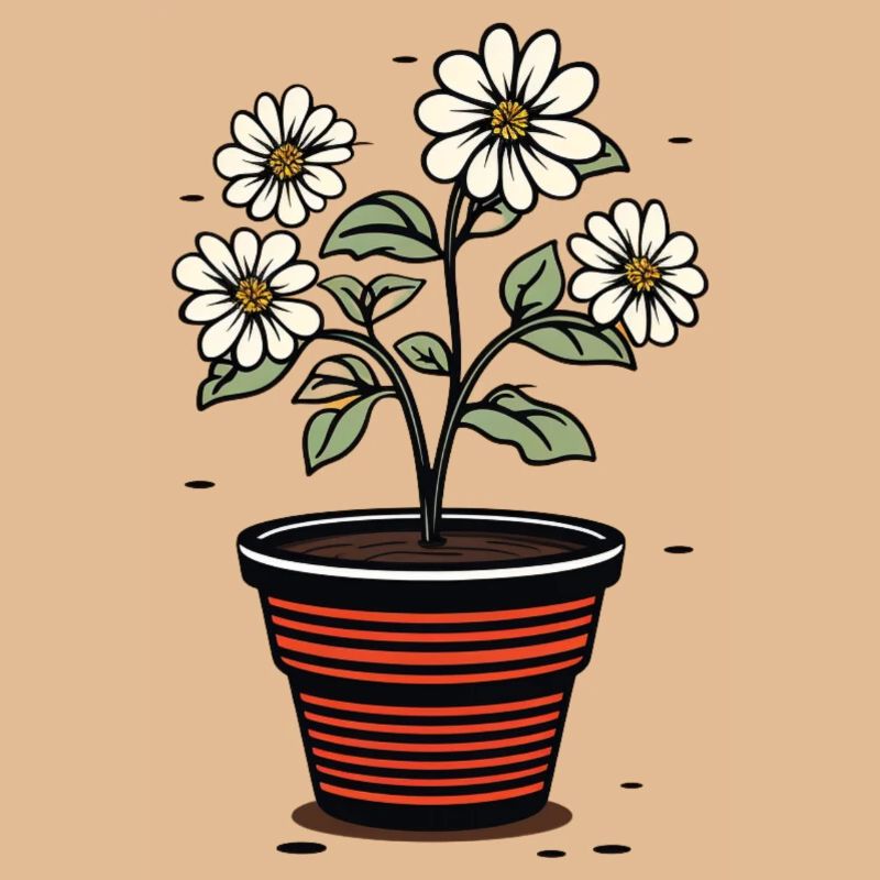 Pot de fleurs mignon style fleurs blanches