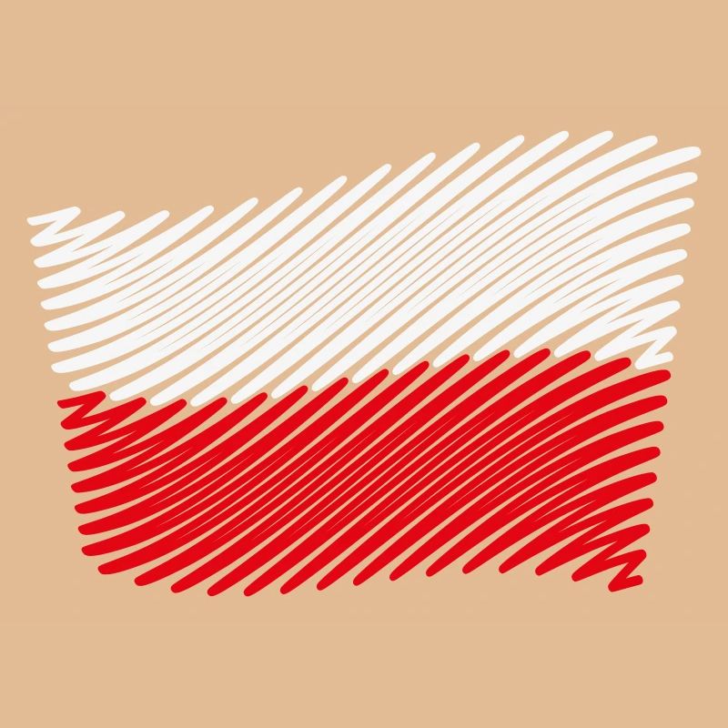 Poland Flag Scribble (White - Red)