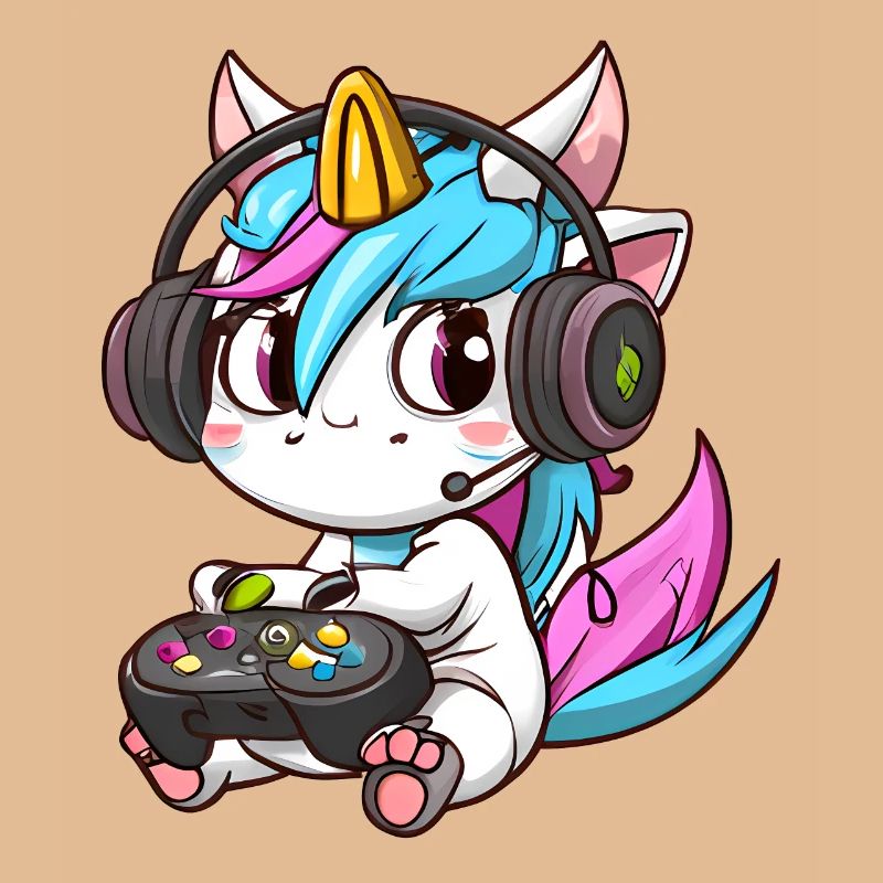 00234 süßes Einhorn mit Headset und Controller