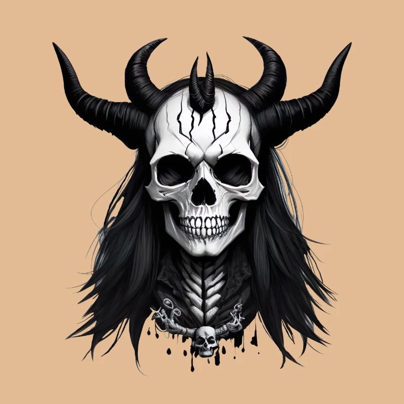 Skull with Horns Devil Skull